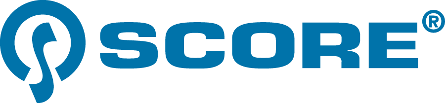 Score logo blauw trademark